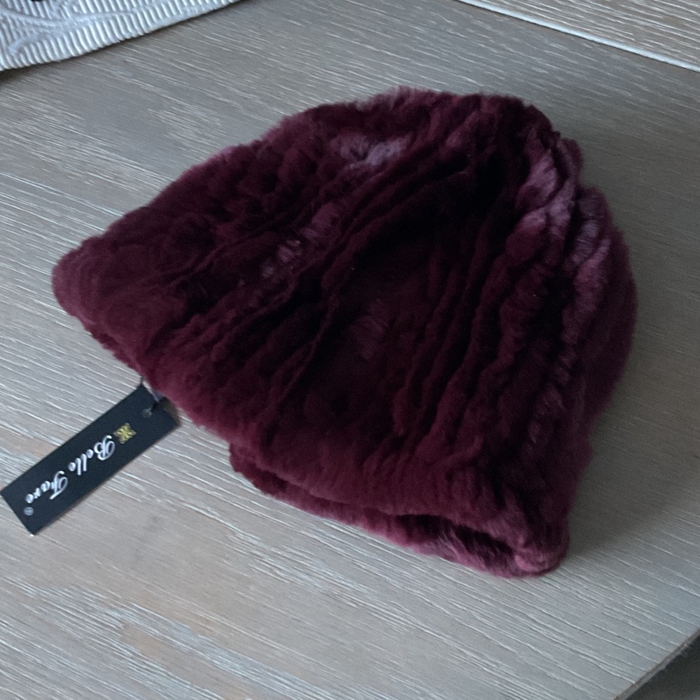 Rabbit real fur dyed color knitted  hat; new